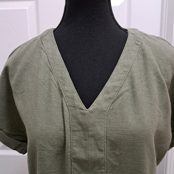 NWT Briggs New York Green Linen Dress Small V-neck Short Sleeved - Picture 14 of 16